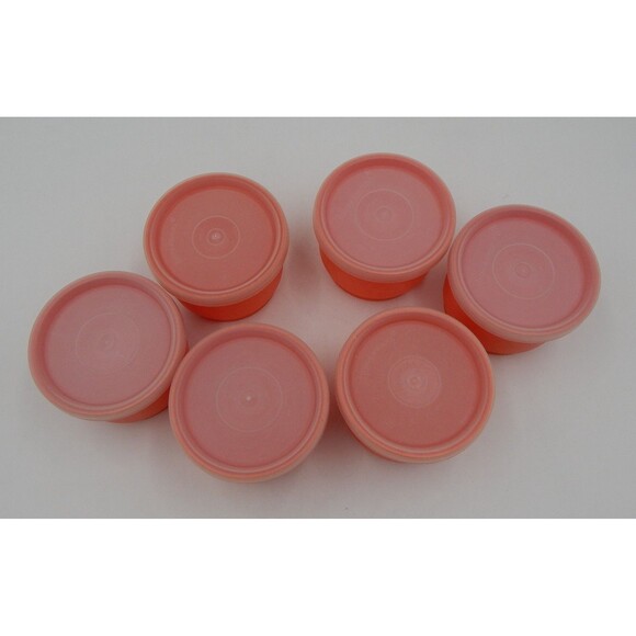 Tupperware Orange Snack Cups 1229 Complete w Sheer Lids 297 Set of 6 Vintage - Picture 2 of 7